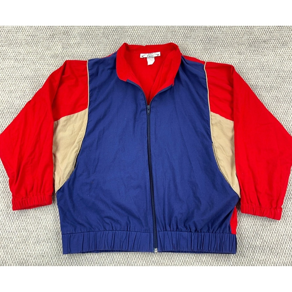 Vintage Orvis Jacket Women Large Windbreaker 80s 90s USA Colorblock Red Blue *